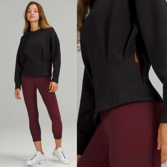 Lululemon Gathered Waist Crew Pullover Sweatshirt Black - Picture 5 of 5